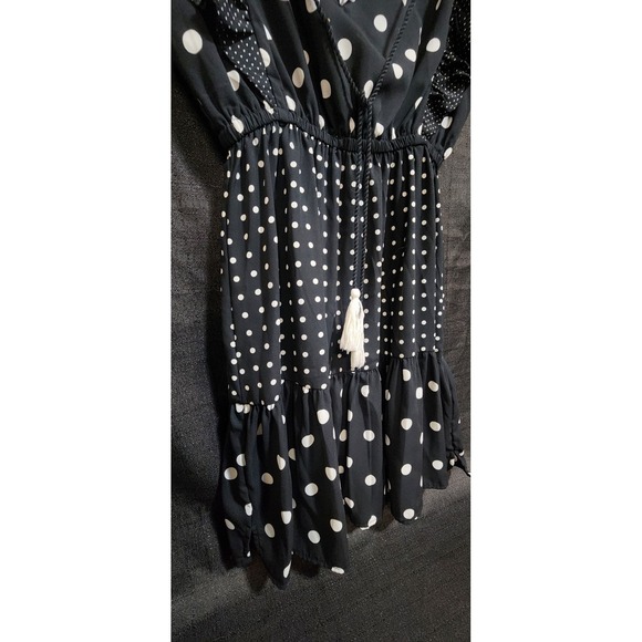 Zara Women Dress Contrast Polka Dots Ruffle Party Midi Sz XS‎ Black White NEW - Picture 4 of 11